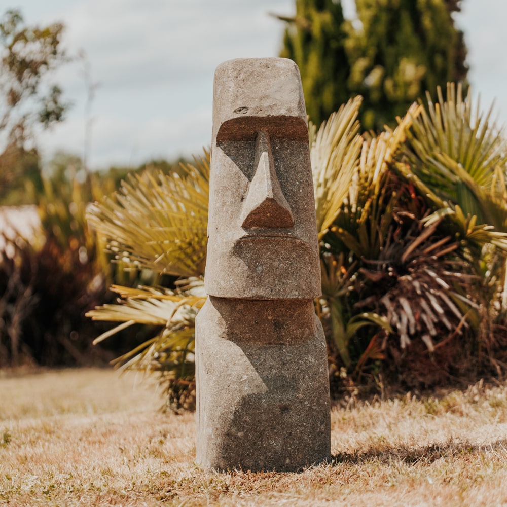 Statue Visage Primitif Moai Sculpture Pierre Volcanique Naturelle Pot de  Fleur 80cm