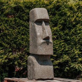Gran estatua de jardín de la isla de Pascua MOAI para exteriores, en piedra volcánica 120cm