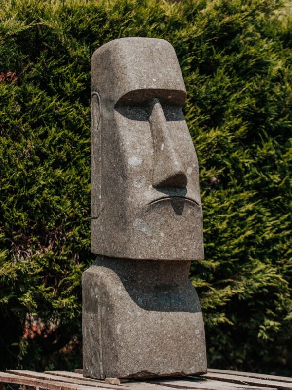 grande statue de jardin moai visage moderne extérieur en pierre volcanique 120cm grossiste statue de jardin