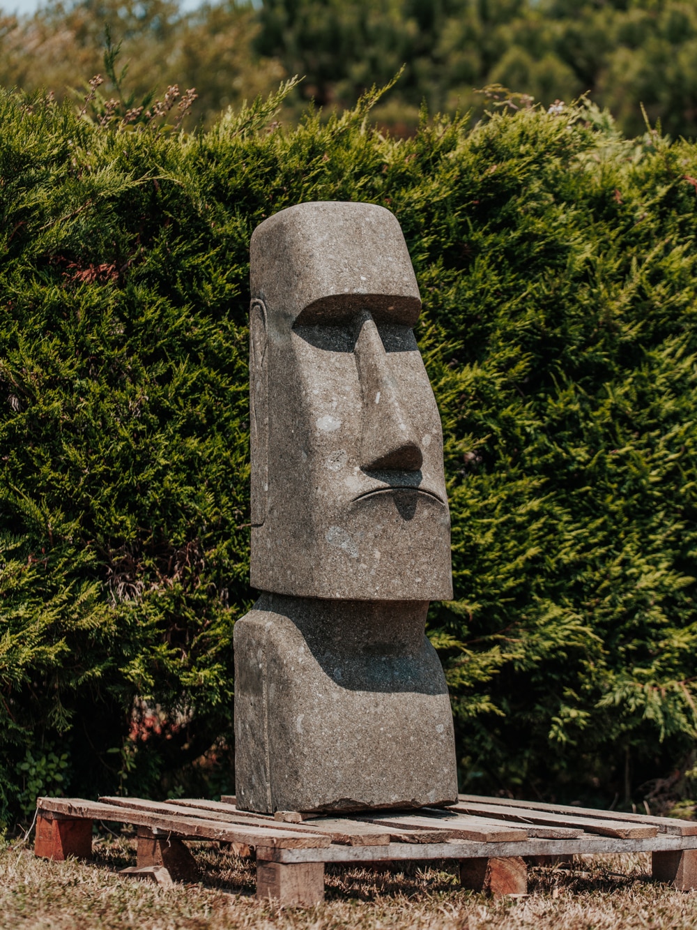 grande statue de jardin XXL ile de pâques moai extérieur en pierre volcanique 120cm grossiste statue de jardin