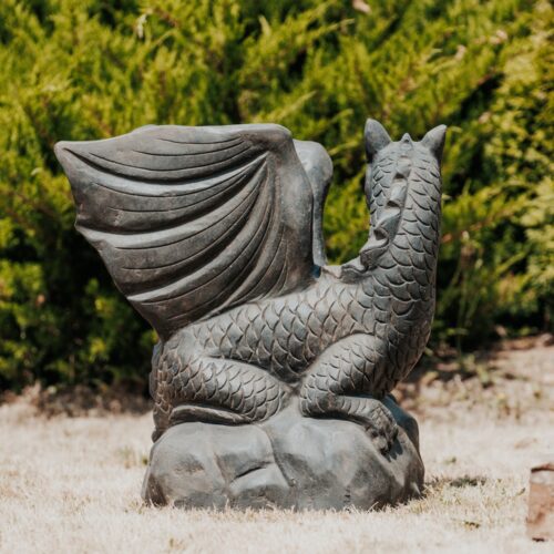 statue de jardin extérieur dragon ball z en pierre naturelle noir antique 70cm grossiste statue de jardin