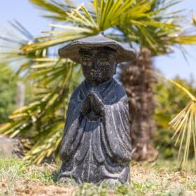 Estátua de monge Shaolin, estatueta preta antiga 60cm