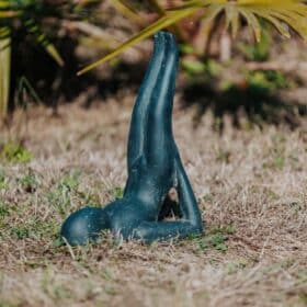 Statue jardin salamba yoga sarvangasana chandelle - noir antique 30cm