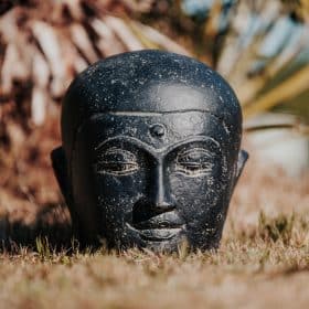 statue de jardin tête visage moine extérieur noir antique 32cm grossiste statue de jardin