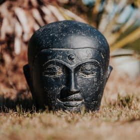 statue de jardin tête visage moine extérieur noir antique 32cm grossiste statue de jardin bouddha