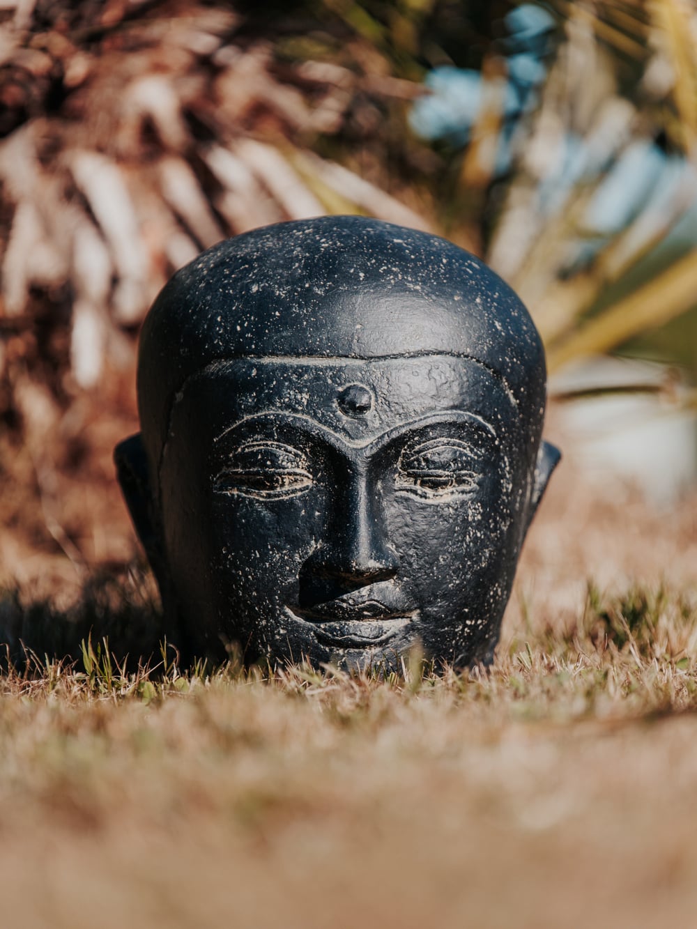 statue de jardin tête visage moine extérieur noir antique 32cm grossiste statue de jardin bouddha