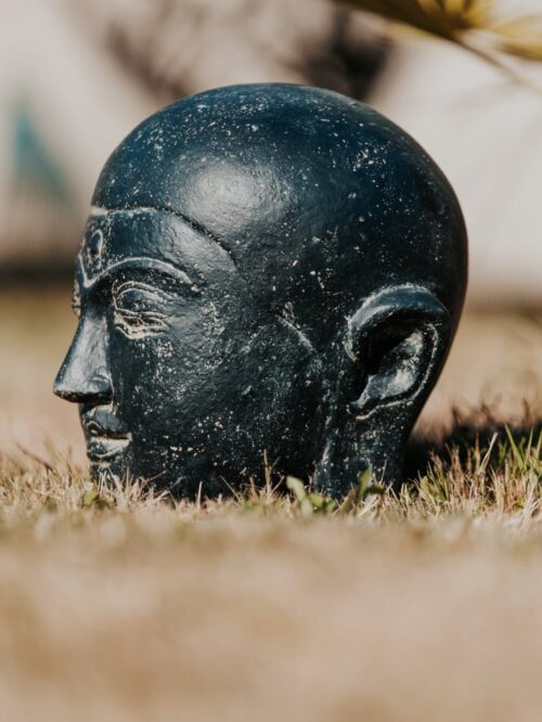 statue de jardin tête visage moine extérieur noir antique 32cm grossiste statue de jardin bouddhiste
