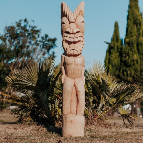 statue tiki totem extérieur intérieur océanie bois cocotier 150cm sumbawa grossiste statue de jardin