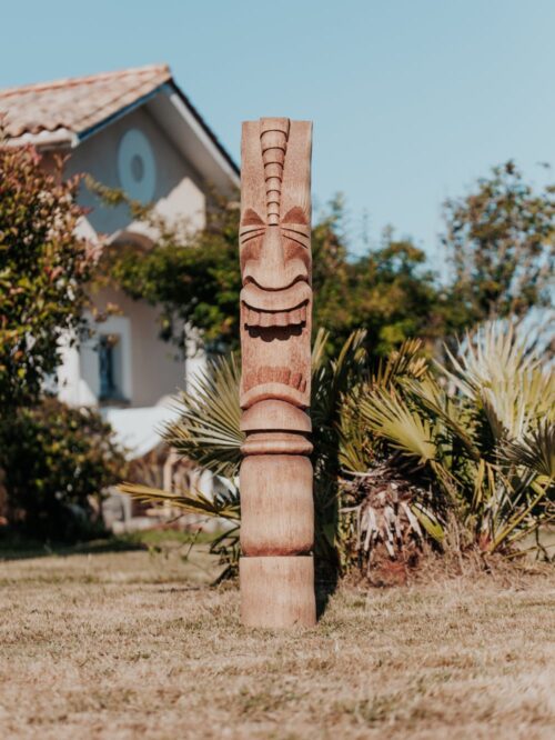 statue tiki totem extérieur océanie bois cocotier 150cm sumbawa grossiste statue de jardin