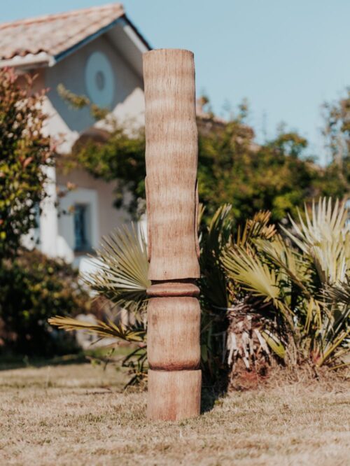 statue tiki totem extérieur intérieur océanie bois cocotier 150cm sumbawa grossiste statue de jardin bordeaux