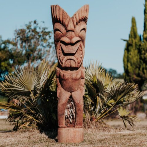 statue tiki totem bali extérieur intérieur océanie bois cocotier 150cm timor grossiste statue de jardin