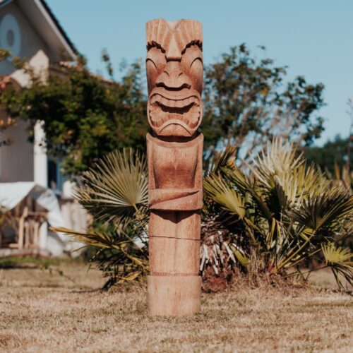 statue tiki totem tikibar polynésie bois cocotier 150cm gili grossiste statue de jardin