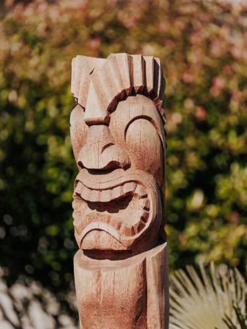 statue tiki totem cocotier extérieur intérieur polynésie bois cocotier 150cm gili grossiste statue de jardin