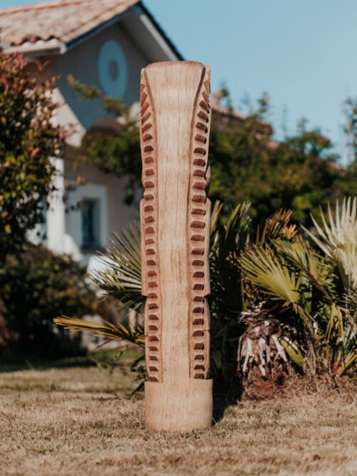 statue tiki totem extérieur intérieur polynésie bois cocotier 150cm gili grossiste statue de jardin