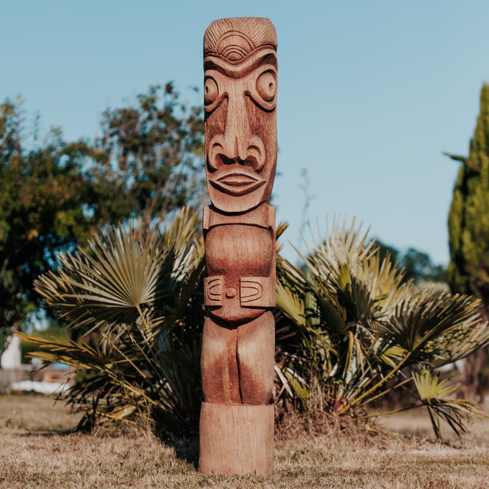 statue tiki totem extérieur intérieur polynésie bois cocotier 150cm sumba grossiste statue de jardin