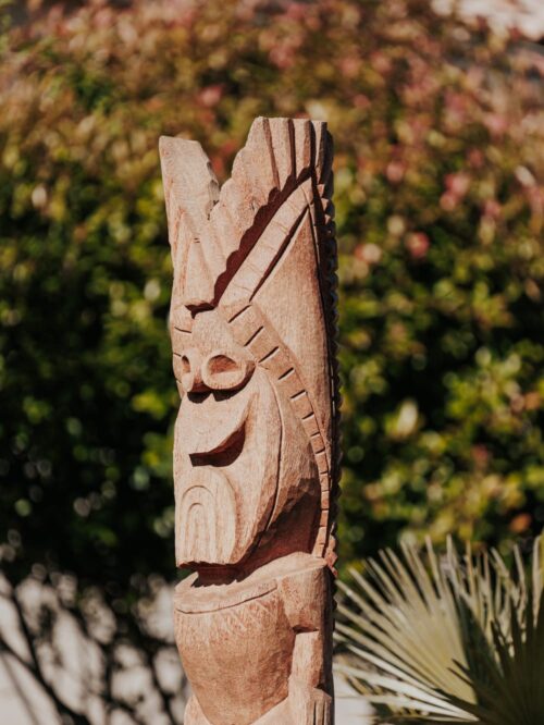statue tiki extérieur intérieur polynésie bois cocotier 150cm bajo grossiste statue de jardin