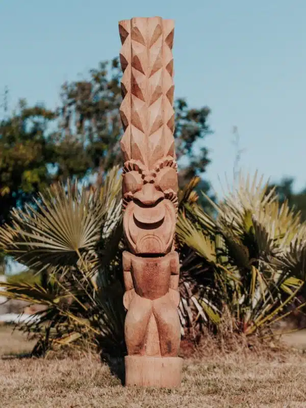 statue totem bois extérieur intérieur polynésie cocotier 150cm dili grossiste statue de jardin
