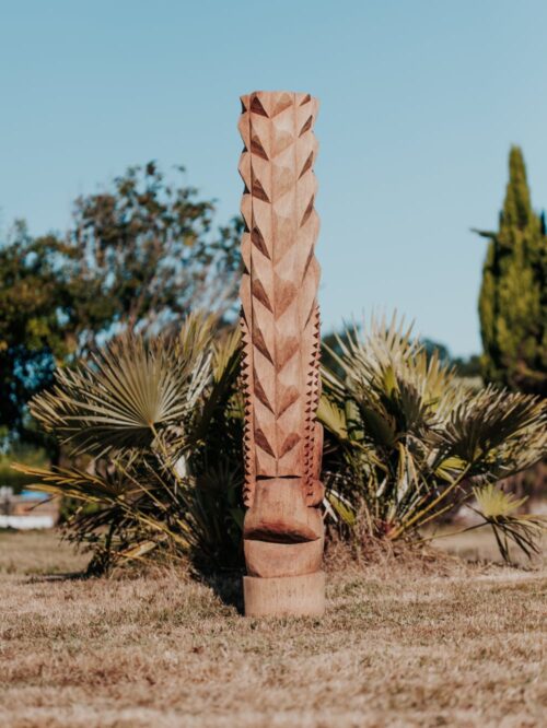 statue tiki totem tikibar extérieur intérieur polynésie bois cocotier 150cm dili grossiste statue de jardin