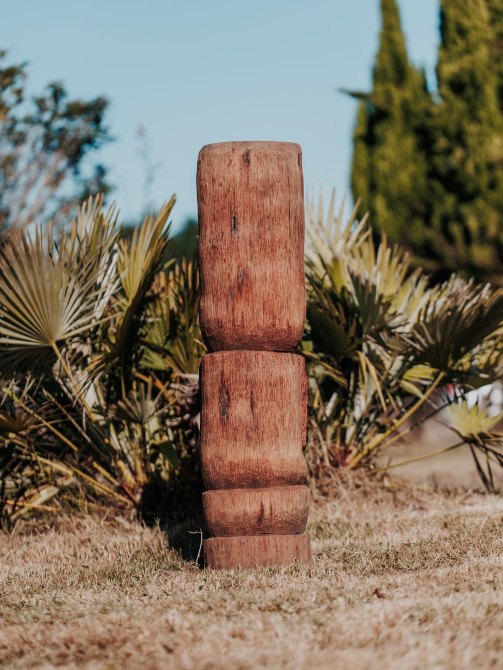 statue totem extérieur polynésie bois cocotier 100cm sumba grossiste statue de jardin