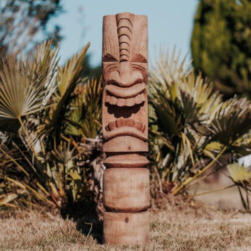 statue tiki totem extérieur polynésie bois cocotier 100cm lombok grossiste statue de jardin