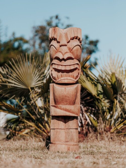 statue tiki totem extérieur intérieur polynésie bois cocotier 100cm gili grossiste statue de jardin bordeaux