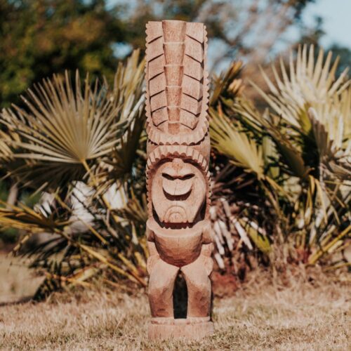 statue tiki totem extérieur intérieur polynésie bois cocotier 100cm hawai grossiste statue de jardin tikibar