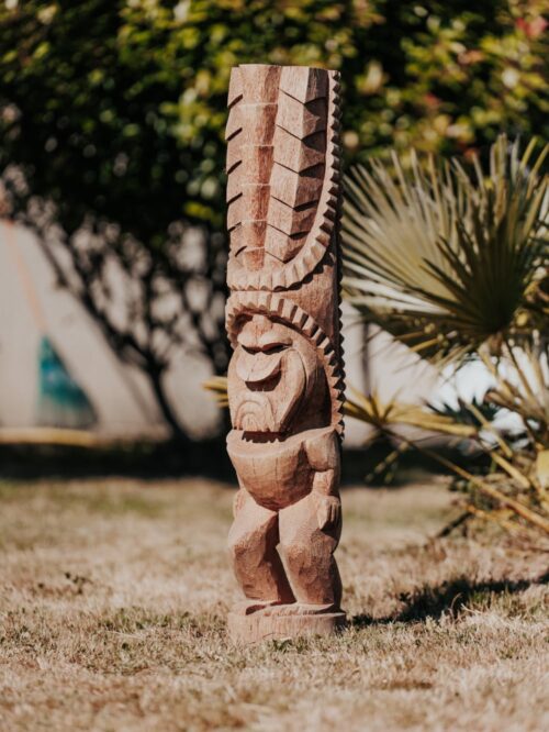 statue tiki totem extérieur intérieur polynésie bois cocotier 100cm hawai grossiste statue de jardin