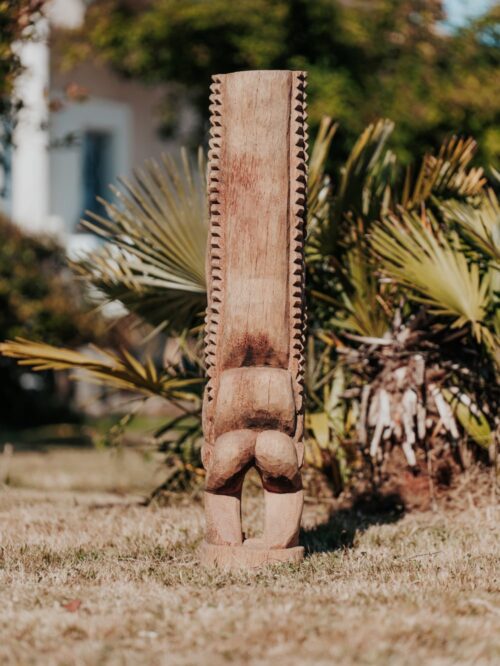 statue tiki totem extérieur intérieur décoration polynésie bois cocotier 100cm hawai grossiste statue de jardin