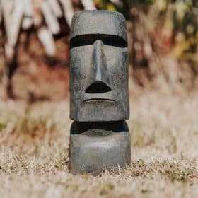 statue ile de pâques moai extérieur jardin en pierre volcanique noir antique 30cm grossiste statue de jardin