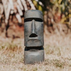 Garten-Moai-Statue aus antikem schwarzen Vulkangestein, 30 cm