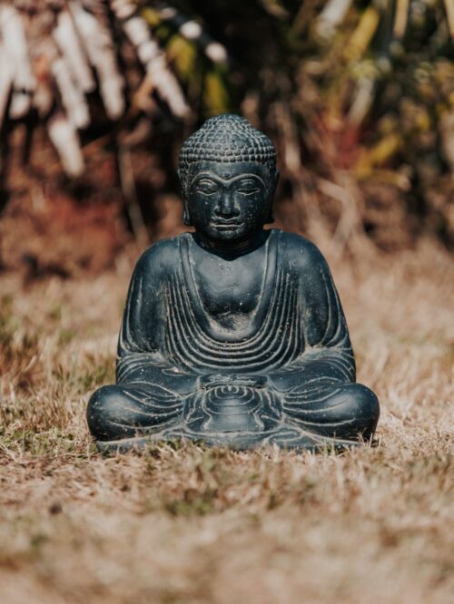 statue de jardin bouddha japonais assis méditation jardin extérieur pierre noir 31cm grossiste statue de jardin