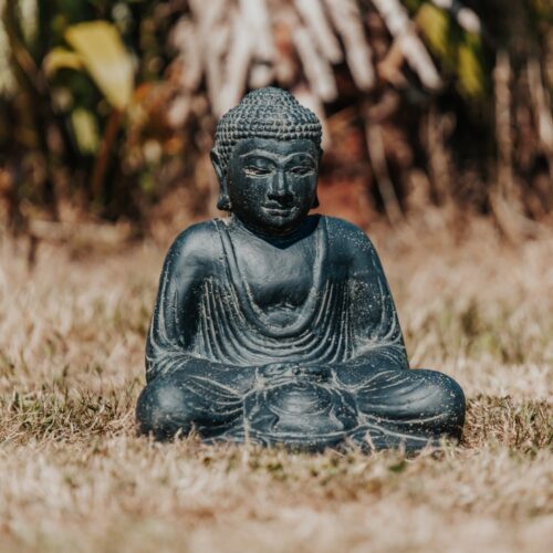 statue de jardin bouddha japonais assis zen jardin extérieur pierre noir 31cm grossiste statue de jardin