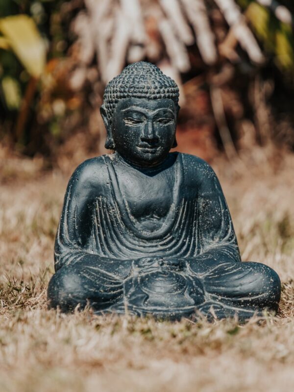 statue de jardin bouddha japonais assis zen jardin extérieur pierre noir 31cm grossiste statue de jardin
