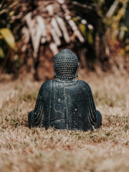 statue de jardin bouddha japonais assis méditation jardin extérieur pierre noir 31cm grossiste statue de jardin