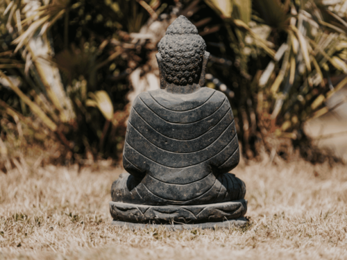 statue de jardin bouddha assis méditation extérieur en pierre naturelle noir antique 50cm grossiste statue de jardin