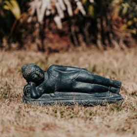 statue de jardin extérieur bouddhiste bouddha allongé jardin noir antique longueur 40cm grossiste statue de jardin
