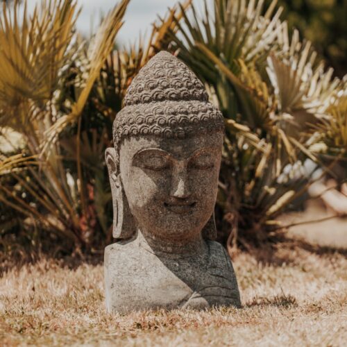 statue de jardin bouddhiste bouddha extérieur en pierre volcanique naturelle 70cm grossiste statue de jardin