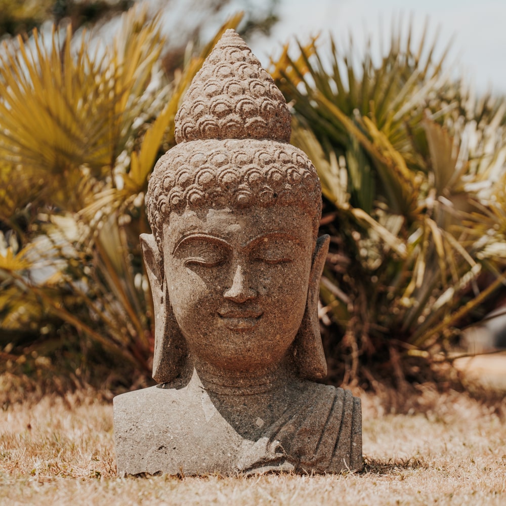 statue de jardin buste de bouddha extérieur en pierre naturelle sculptée 80cm grossiste statue de jardin décoration