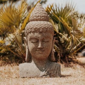 Statue Bouddha Extérieur Buste Visage Tête Noir 40cm Grossiste