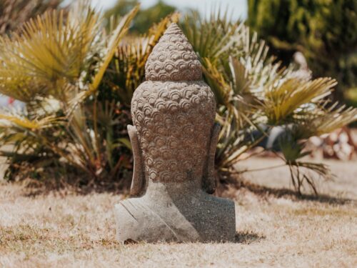 statue buste de bouddha extérieur en pierre naturelle sculptée 80cm grossiste statue de jardin