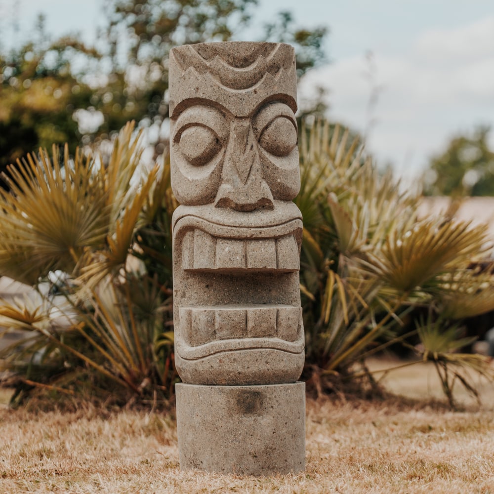 Statue Tiki Totem Jardin Extérieur Océanie Pierre 100cm Arue