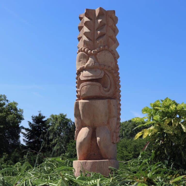 Statue De Jardin / Totem Tiki "Aloha" En Bois De Cocotier 100cm