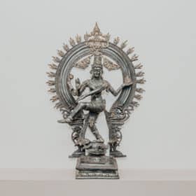 Statuette Statue Shiva Nataraja Tanzender Stehender Indischer Gott Bronze- und Goldfarbe 60cm