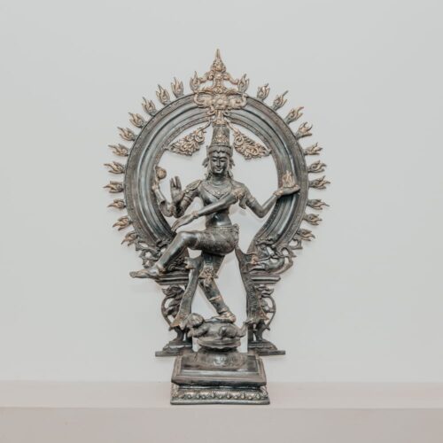statuette statue shiva nataraja dansant debout finition marron antique et or laiton bronze 60cm grossiste statue en bronze décoration