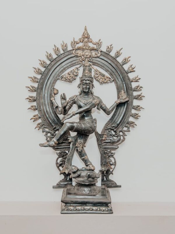 statuette statue shiva nataraja dansant debout finition marron antique et or laiton bronze 60cm grossiste statue en bronze décoration