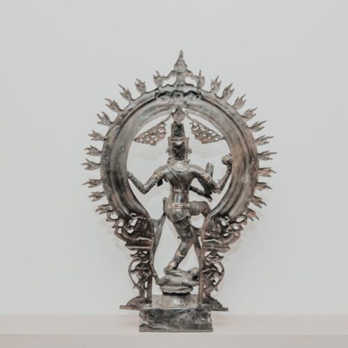 statuette statue shiva nataraja dansant debout finition marron antique et or laiton bronze 60cm grossiste statue en bronze décoration hindou