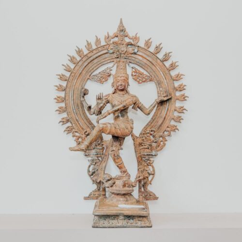 statuette statue shiva nataraja dansant debout finition marron antique en bronze 60cm grossiste statue en bronze décoration