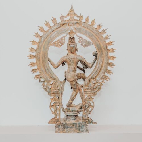 statuette statue shiva nataraja dansant debout finition marron antique en bronze 60cm grossiste statue en bronze