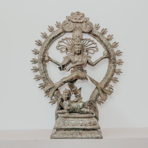 statuette hindu statue shiva nataraja dansant debout finition marron vert antique laiton bronze 60cm grossiste statue en bronze dieu indien