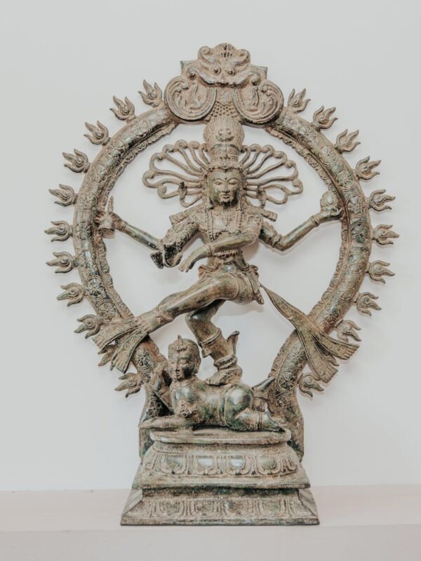 statuette hindu statue shiva nataraja dansant debout finition marron vert antique laiton bronze 60cm grossiste statue en bronze dieu indien